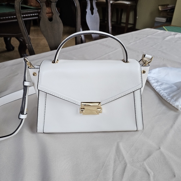 MICHAEL KORS Whitney White Medium Leather Satchel - Picture 1 of 13